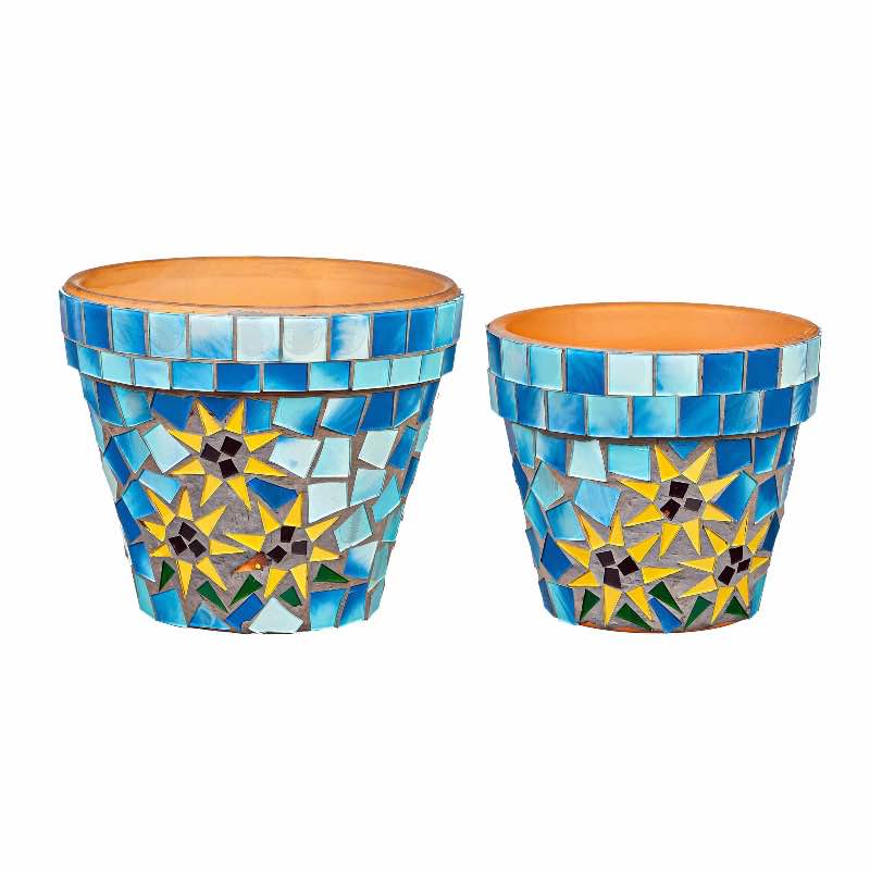 Sunflower Mosaic Cachepots (set of 2)